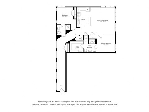 2Bed - 2 bath C16 Floor Plan at Arrowwood Apartments, Maryland, 20852